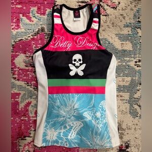 Betty Designs Women's Multicolor Triathlon Tank. Small. Built in bra